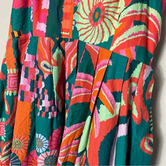Farm Rio Pleated Palm Midi Dress Tropical - Picture 10 of 16